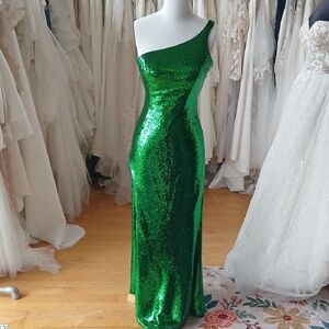 Clarisse Emerald Sequin One-Shoulder Dress